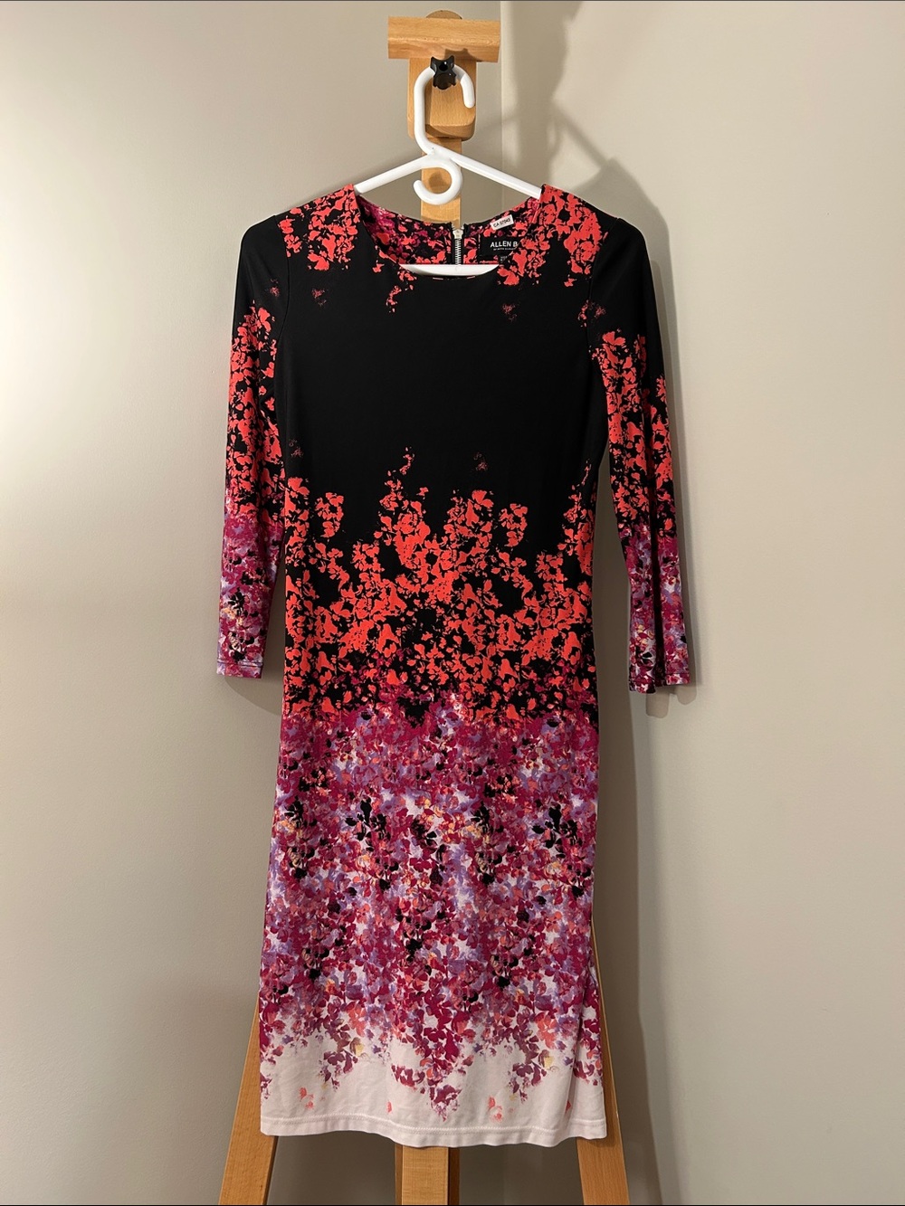 Allen B. by Allen Schwartz | Black, Red & Pink Floral Print Dress | Size M
